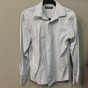 Michael Kors Men's White Pinstripe Dress Shirt